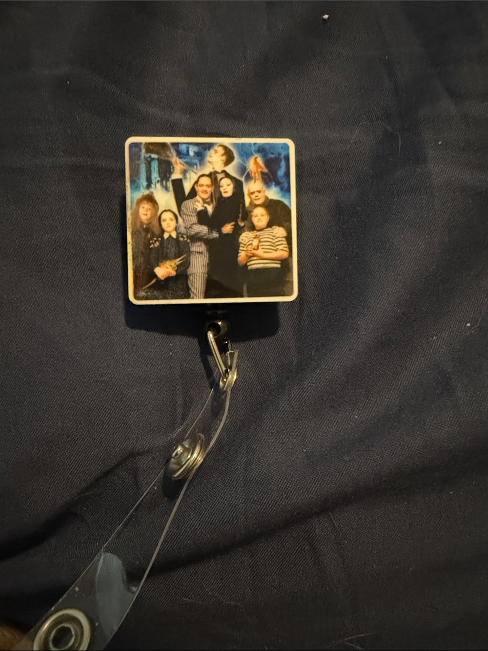 Addams Family Themed Retractable Badge Reel – Black